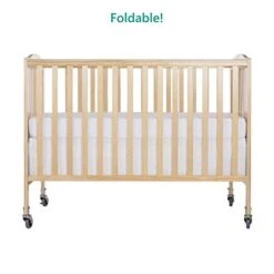 Dream On Me Folding Full Size Convenience Crib In Natural, Two Adjustable Mattress Height Positions, Comes With Heavy Duty Locking Wheels, Flat Folding -Delta Children Shop 416vQNFkQzL