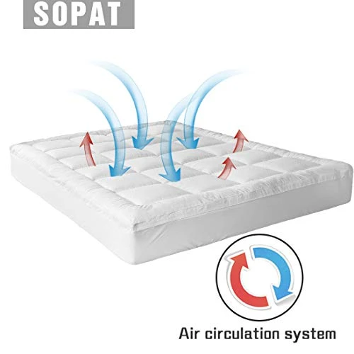 Extra Thick Mattress Topper Queen 400TC Cotton Pillow Top Breathable Mattress Pad Protector With 8-22" Deep Pocket Soft Down Alternative Fill Mattress Cover (60x80 Inches, White) 5 Extra Thick Mattress Topper Queen 400TC Cotton Pillow Top Breathable Mattress Pad Protector With 8-22" Deep Pocket Soft Down Alternative Fill Mattress Cover (60x80 Inches, White) - Image 3