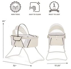 Dream On Me Day Dreamer 2-in-1 Convertible And Portable Bassinet, French White -Delta Children Shop 417kRuJqSML