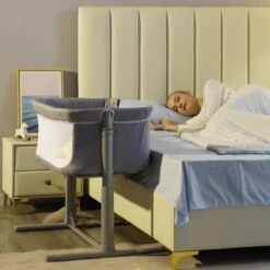 Pamo Babe Bedside Bassinet For Baby Crib 8 Adjustable Heights Foldable Bassinet Sleeper With Mattress Cover