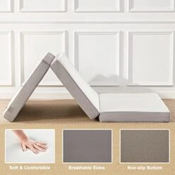 Folding Mattress, 4 Inch Memory Foam Tri-fold Mattress With Breathable & Washable Bamboo Fiber Fabric Cover, Foldable Floor Mattress Guest Bed For Camping, Road Trip, Single -Delta Children Shop 4181ofbjAfL