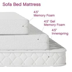 4.5-Inch Memory Foam Replacement Mattress For Sleeper Sofa Bed Full,Plush,White