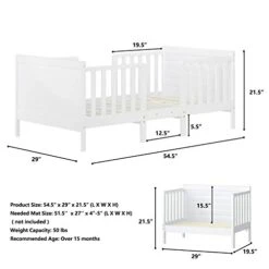 Costzon 2 In 1 Convertible Toddler Bed Frame, Converts To Two Chairs, Classic Wood Kids Bed W/Double Side Safety Guardrails, Footboard For Extra Safety, Fits Full Size Crib Mattress (White) 11 Costzon 2 In 1 Convertible Toddler Bed Frame, Converts To Two Chairs, Classic Wood Kids Bed W/Double Side Safety Guardrails, Footboard For Extra Safety, Fits Full Size Crib Mattress (White) -Delta Children Shop 418hnrxwLCL
