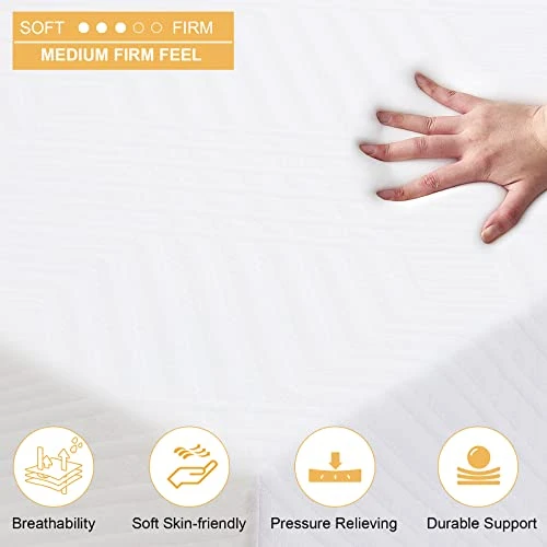 Twin Size Mattress,8 Inch Memory Foam Cooling Gel Green Tea Infused Mattress,Pressure Relief,Medium Firm,Full Size Mattress In A Box,CertiPUR-US Certified,White 5 Twin Size Mattress,8 Inch Memory Foam Cooling Gel Green Tea Infused Mattress,Pressure Relief,Medium Firm,Full Size Mattress In A Box,CertiPUR-US Certified,White - Image 3
