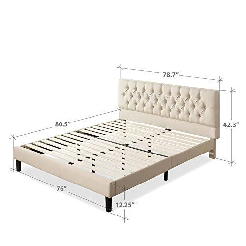 INUS Misty Upholstered Platform Bed Frame / Mattress Foundation / Wood Slat Support / No Box Spring Needed / Easy Assembly, Taupe, King 4 INUS Misty Upholstered Platform Bed Frame / Mattress Foundation / Wood Slat Support / No Box Spring Needed / Easy Assembly, Taupe, King - Image 2
