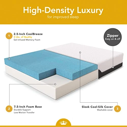 10-Inch CoolBreeze Gel Memory Foam Mattress For RV, Camper, Trailer-Short Queen RV Size 4 10-Inch CoolBreeze Gel Memory Foam Mattress For RV, Camper, Trailer-Short Queen RV Size - Image 2