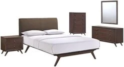 Tracy Mid-Century Modern Wood Platform Queen Bed With Two Nightstands In Cappuccino Gray -Delta Children Shop 419uupyGi3L. AC