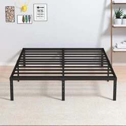 14 Inch Bed Frame Queen Size No Box Spring Needed, Heavy Duty Queen Platform Metal Bed Frame Support Up To 3000 Lbs, Easy Assembly, Noise Free, Black