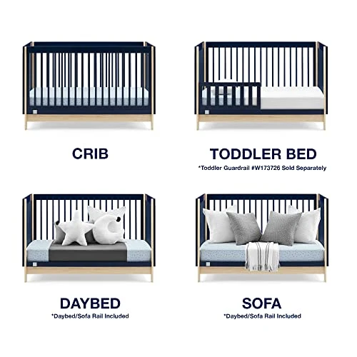 BabyGap By Delta Children Tate 4-in-1 Convertible Crib TrueSleep Crib And Toddler Mattress (Bundle), Navy/Natural 7 BabyGap By Delta Children Tate 4-in-1 Convertible Crib TrueSleep Crib And Toddler Mattress (Bundle), Navy/Natural - Image 5