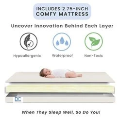 Delta Children Gio Mini Crib With 2.75" Mattress Included, Bianca White/Natural -Delta Children Shop 41ChJcvGDcL