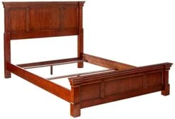 Aspen Rustic Cherry Finish Queen Bed Set With Frame Moldings And Carved Posts, Matching Nightstand Crafted From Mahogany Solids