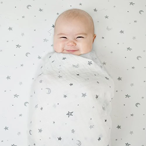 American Baby Company Printed 100% Cotton Jersey Knit Fitted Crib Sheet For Standard Crib And Toddler Mattresses, Grey Stars And Moon, 1 Count (Pack Of 1) (Pack Of 1) 6 American Baby Company Printed 100% Cotton Jersey Knit Fitted Crib Sheet For Standard Crib And Toddler Mattresses, Grey Stars And Moon, 1 Count (Pack Of 1) (Pack Of 1) - Image 4