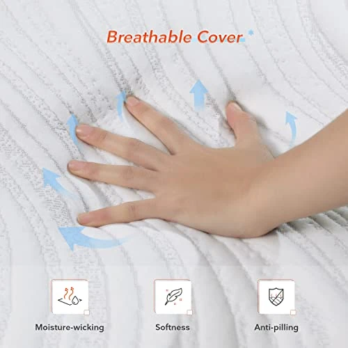 Queen Size Mattress, Sweetnight 10 Inch Queen Size Memory Foam Hybrid Mattress For Cool Sleep, Medium Firm Bed Mattress For Pressure Relief, Mattress In A Box, White 8 Queen Size Mattress, Sweetnight 10 Inch Queen Size Memory Foam Hybrid Mattress For Cool Sleep, Medium Firm Bed Mattress For Pressure Relief, Mattress In A Box, White - Image 6