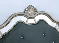 Azha Collection Glamorous Look Traditional Silver Finish Gray Padded Fabric Eastern King Size Bed Tufted HB FB Matching Dresser Mirror Nightstand Formal Bedroom Furniture 4pc Set -Delta Children Shop 41EEtZPaUaL