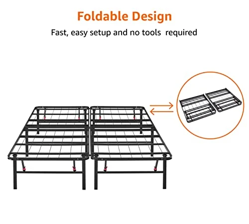 Foldable Metal Platform Bed Frame With Tool Free Setup,14 Inches High, Queen,Black 5 Foldable Metal Platform Bed Frame With Tool Free Setup,14 Inches High, Queen,Black - Image 3