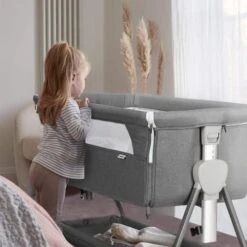 Cowiewie Baby Bassinet, Beside Sleeper For Baby Easy Folding Bedside Bassinet With Storage Basket And Wheels To Reduce Mom's Fatigue (Dark Grey) 2023 New -Delta Children Shop 41Eiq77TYKL
