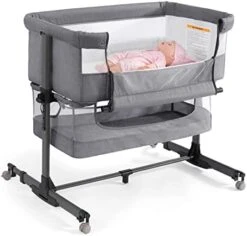 Ihoming Baby Bassinet Bedside Sleeper, Baby Crib With Storage Basket, Easy Folding Bassinets, Adjustable Baby Bed For Infant Newborn, Pink -Delta Children Shop 41FDzK2CaNL. AC