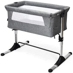 HONEY JOY Baby Bedside Crib, Foldable Baby Bedside Bassinet W/Carrying Bag, Breathable Mesh & Mattress, Adjustable Height & Angle, Bed To Bed Baby Co Sleeper For Infants Newborn Girl Boy, Gray 18 HONEY JOY Baby Bedside Crib, Foldable Baby Bedside Bassinet W/Carrying Bag, Breathable Mesh & Mattress, Adjustable Height & Angle, Bed To Bed Baby Co Sleeper For Infants Newborn Girl Boy, Gray -Delta Children Shop 41Fi8DXeORL 1