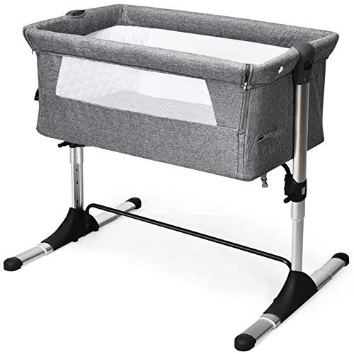 HONEY JOY Baby Bedside Crib, Foldable Baby Bedside Bassinet W/Carrying Bag, Breathable Mesh & Mattress, Adjustable Height & Angle, Bed To Bed Baby Co Sleeper For Infants Newborn Girl Boy, Gray 10 HONEY JOY Baby Bedside Crib, Foldable Baby Bedside Bassinet W/Carrying Bag, Breathable Mesh & Mattress, Adjustable Height & Angle, Bed To Bed Baby Co Sleeper For Infants Newborn Girl Boy, Gray - Image 8