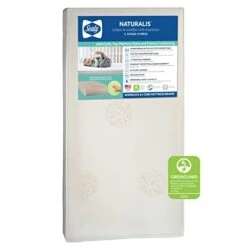 Sealy Naturalis 2-Stage Waterproof Baby Crib And Toddler Mattress - Hybrid Coil & Foam Design - Made In USA, 52"x28"