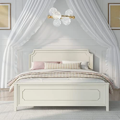 6 Pieces King Bedroom Sets, Rubber Wood King Size Platform Bed With Nightstand*2, Chest, Mirror And Dresser, Simple Style Wooden Bedroom Furniture Set For Teens Adults, Milky White 8 6 Pieces King Bedroom Sets, Rubber Wood King Size Platform Bed With Nightstand*2, Chest, Mirror And Dresser, Simple Style Wooden Bedroom Furniture Set For Teens Adults, Milky White - Image 6