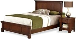 Aspen Rustic Cherry Finish Queen Bed Set With Frame Moldings And Carved Posts, Matching Nightstand Crafted From Mahogany Solids -Delta Children Shop 41GMRe9Vf L. AC