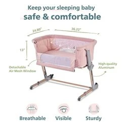 Unilove Hug Me Plus 3-in-1 Bedside Sleeper & Portable Bassinet For Newborn, Plum Pink -Delta Children Shop 41GQRXdU9cS