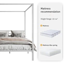 Metal Canopy Bed Frame/Mattress Foundation With Wood Slats Support/No Box Spring Needed/Easy Assembly, White, Full -Delta Children Shop 41GajXgikiL