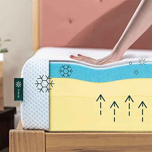 INUS 10 Inch Green Tea Cooling Gel Memory Foam Mattress / Cooling Gel Foam / Pressure Relieving / CertiPUR-US Certified / Bed-in-a-Box, Queen, White 6 INUS 10 Inch Green Tea Cooling Gel Memory Foam Mattress / Cooling Gel Foam / Pressure Relieving / CertiPUR-US Certified / Bed-in-a-Box, Queen, White - Image 4