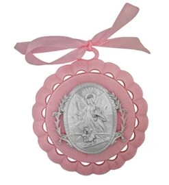 Guardian Angel Crib Medal (Pink)