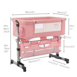 Cuddor Bedside Bassinet For Baby, Bedside Sleeper With Wheels, Heigt Adjustable, With Mosquito Nets, Large Storage Bag, For Infant/Baby/Newborn - Pink -Delta Children Shop 41GhTp7LL1L