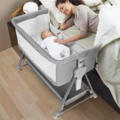Cowiewie Baby Bassinet, Beside Sleeper For Baby Easy Folding Bedside Bassinet With Storage Basket And Wheels To Reduce Mom's Fatigue (Dark Grey) 2023 New -Delta Children Shop 41GhUu0m 9L. AC