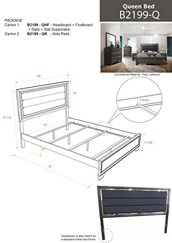 – 6-Piece Gray Wood With Faux Leather Headboard Queen Bedroom Set. Bed, Dresser, Mirror, Chest, 2 Night Stands 4 – 6-Piece Gray Wood With Faux Leather Headboard Queen Bedroom Set. Bed, Dresser, Mirror, Chest, 2 Night Stands - Image 2