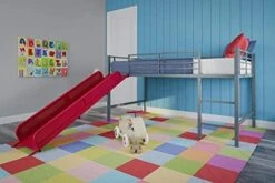 Junior Twin Metal Loft Bed With Slide, Multifunctional Design, White With White Slide -Delta Children Shop 41HSskZmaCL. AC
