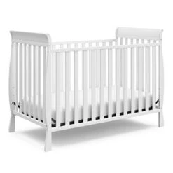 Storkcraft Maxwell Convertible Crib (White) – GREENGUARD Gold Certified, Converts To Toddler Bed And Daybed, Fits Standard Full-Size Crib Mattress, Classic Crib With Traditional Sleigh Design -Delta Children Shop 41Hnexaf0rL 1