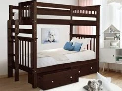 Tall Bunk Beds Twin Over Twin Mission Style With End Ladder And 2 Under Bed Drawers, White 17 Tall Bunk Beds Twin Over Twin Mission Style With End Ladder And 2 Under Bed Drawers, White -Delta Children Shop 41I2qvWA1ML. AC