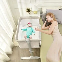 HONEY JOY Baby Bedside Crib, Foldable Baby Bedside Bassinet W/Carrying Bag, Breathable Mesh & Mattress, Adjustable Height & Angle, Bed To Bed Baby Co Sleeper For Infants Newborn Girl Boy, Gray 15 HONEY JOY Baby Bedside Crib, Foldable Baby Bedside Bassinet W/Carrying Bag, Breathable Mesh & Mattress, Adjustable Height & Angle, Bed To Bed Baby Co Sleeper For Infants Newborn Girl Boy, Gray -Delta Children Shop 41I5zLrGcAL