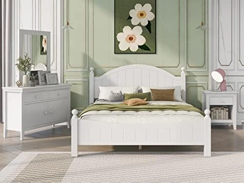 Bedroom Sets, 5 Pieces Bedroom Sets, Wood Bedroom Sets With Queen Platform Bed, Nightstand*2, Dresser & Mirror, Champagne Silver 11 Bedroom Sets, 5 Pieces Bedroom Sets, Wood Bedroom Sets With Queen Platform Bed, Nightstand*2, Dresser & Mirror, Champagne Silver - Image 9