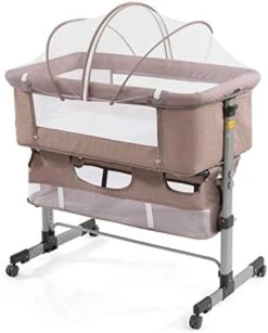 Nordmiex Bedside Sleeper Bedside Crib, Baby Bassinet 3 In 1 Travel Baby Crib Baby Bed With Breathable Net,Adjustable Portable Bed For Infant/Baby(Deep Grey) -Delta Children Shop 41IsF5cHt0L. AC