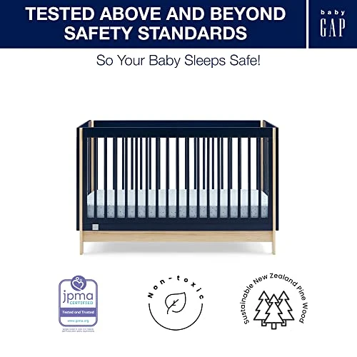 BabyGap By Delta Children Tate 4-in-1 Convertible Crib TrueSleep Crib And Toddler Mattress (Bundle), Navy/Natural 8 BabyGap By Delta Children Tate 4-in-1 Convertible Crib TrueSleep Crib And Toddler Mattress (Bundle), Navy/Natural - Image 6