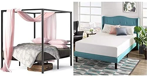 INUS Patricia Black Metal Canopy Platform Bed Frame / Mattress Foundation With Steel Slat Support / No Box Spring Needed / Easy Assembly, Queen 17 INUS Patricia Black Metal Canopy Platform Bed Frame / Mattress Foundation With Steel Slat Support / No Box Spring Needed / Easy Assembly, Queen - Image 15