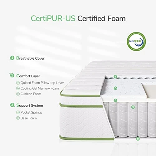 Queen Mattress, 12 Inch Gel Memory Foam Hybrid Mattress With Pocketed Coil For Pressure Relief & Motion Isolation, Medium Firm Mattress Queen In A Box, Amenity 3 Queen Mattress, 12 Inch Gel Memory Foam Hybrid Mattress With Pocketed Coil For Pressure Relief & Motion Isolation, Medium Firm Mattress Queen In A Box, Amenity