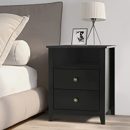 Bedroom Set - 3 Pieces Modern Dresser And Nightstands, Wooden Bedroom Furniture, Black 6 Bedroom Set - 3 Pieces Modern Dresser And Nightstands, Wooden Bedroom Furniture, Black - Image 4
