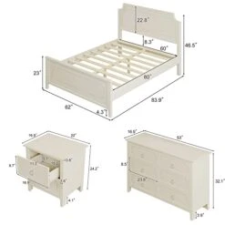3 Piece Queen Bedroom Furniture Set,Queen Size Wood Bedroom Sets With A Queen Size Platform Bed, Nightstand And Dresser For Living Room Bedroom,Milky White -Delta Children Shop 41KVc07VNDL