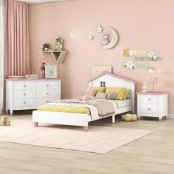 3 Piece Bedroom Set,Full Size Wood Platform Bed Frame With One Nightstand And Storage Dresser Full Bedroom Set For Kids/Teens/Adults Bedroom(Cream+Walnut) -Delta Children Shop 41L5aCsczjL. AC