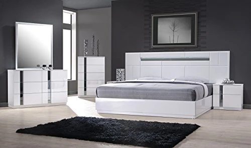 Palermo Contemporary King Bedroom Set In White, 5-Piece 4 Palermo Contemporary King Bedroom Set In White, 5-Piece - Image 2