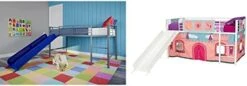 Junior Twin Metal Loft Bed With Slide, Multifunctional Design, White With White Slide -Delta Children Shop 41Llij yZBL. AC