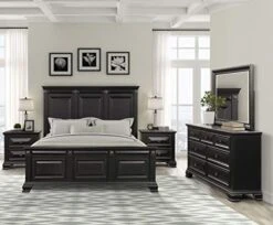 Va Wood Bedroom Set, King Panel Bed, Dresser, Mirror, Two Nightstands, Vintage Black -Delta Children Shop 41NMjz0WkAL. AC
