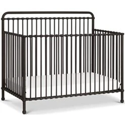 NAMESAKE Winston 4-in-1 Convertible Mini Metal Crib In Vintage Gold, Greenguard Gold Certified -Delta Children Shop 41NOBb5PimL