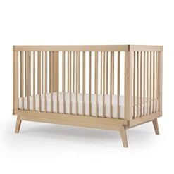Dadada Baby Soho 3-in-1 Convertible Crib – GREENGUARD Gold Certified, Made In Italy, Solid Beechwood – Adjustable Mattress Height, Modern Design 53.15 X 29.95 X 36.7 In 3 Colors (Natural)